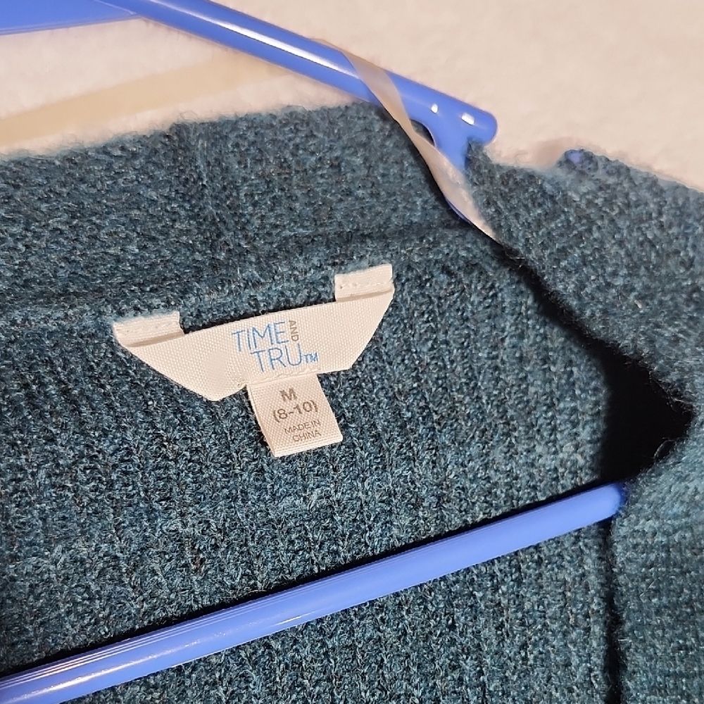 Time and Tru Teal Knit Cardigan - Picture 2 of 3